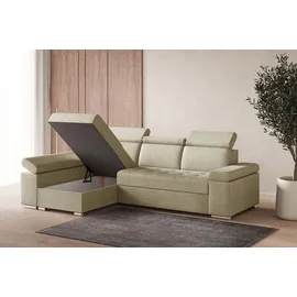 moeblo Eckcouch Stoff mit Schlaffunktion 2-Sitzer Beige