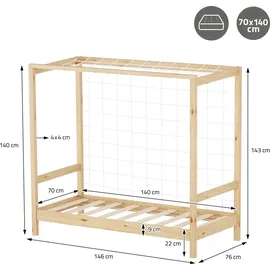 ML-Design Kinderbett Fußballtor 70 x 140 cm Kiefer naturbelassen beige