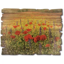 Artland Holzbild »Mohnblumenfeld«, Landschaftsbilder, (1 St.) Artland Farbe Bild(er): bunt