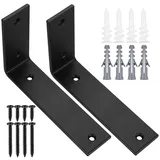 Regalwinkel Schwarz, 90 Grad Regalhalterung Winkel aus hochwertigem Eisen, Vielseitige Metallwinkel für Holzregale und Hölzern Möbel, 2 Stück Regalträger Schwarz (150X100X38MM)