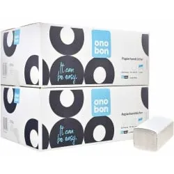 onobon Papierhandtücher, 24,5 x 23 cm, 1-lagig, natur 170000 , 2 Karton = 10.000 Blatt - SONDERAKTION