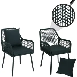 MCW Gartenstuhl MCW-O12 Outdoor Sitz-/Rückenpolster Aluminium Seilgeflecht Rope grün 2er Set