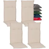 Beo Barcelona Hochlehner Gartenstuhl-Auflagen 4er Set | Wasserabweisend | Made in EU | Hochlehner-Auflagen UV-beständig, fleckenabweisend und waschbar | Atmungsaktive Stuhl-Auflagen in Beige