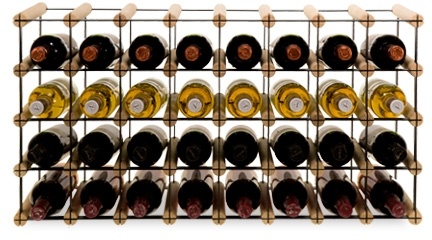 PROREGAL Modulares Weinregal VINOTECA MOD METAL | HxBxT 42,5x82,5x24,5cm | 8x4 Flaschen | Massives Kiefernholz | Natur | Flaschenregal