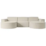 altdecor Ecksofa in U-Form Corner Sofa Bett Eckcouch Couch L-Form Wohnlandschaft Cauchsofa MARI-U1-299x165x78 cm, Beige,