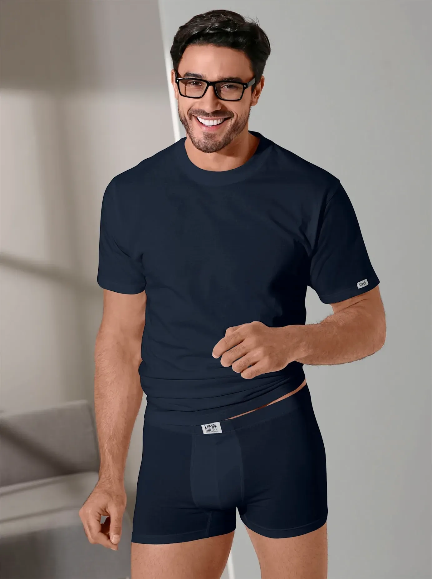 Panty KUMPF, Herren, Gr. 6, 2 Stk., blau (marine, stahlblau), 95% Baumwolle, 5% Elasthan, Unterhosen Panty