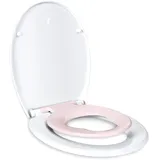 TODOT Familien-WC-Sitz, Toilettensitz mit magnetischem Kindersitz, Absenkautomatik und verstellbarem Scharnier, WC-Sitz aus Polyethylen für Erwachsene und Kinder, Rosa