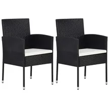 vidaXL Gartenstühle mit Kissen in Cremeweiß 2 Stk. Schwarz Polyrattan