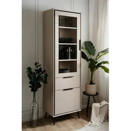 Finori Vitrine Arona 60 x 200 x 38 cm Sand/Schwarz