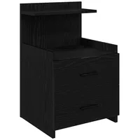 VidaXL Nachttisch mit 2 Schubladen Schwarz 40x36,5x62 cm