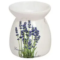 meindekoartikel Duftlampe Aromalampe - Lavendula - für Duftöl Duftwachs aus Keramik Höhe 11cm - Weiss (Model 1)