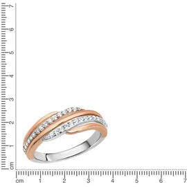 ZEEme Fingerring ZEEME "Silber 925 zweifarbig mit Zirkonia weiß" Gr. 19,5, rot, Fingerringe, Damen, 062 (19,7), Silber 925 (Sterlingsilber), Fingerring