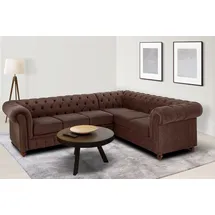 OTTO home Chesterfield Eckcouch Leder 2-Sitzer Braun