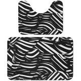 TKJMCSW Badezimmerteppich-Set, 2-teilig, Schwarz und Weiß, Badvorleger, Badteppich, Badteppich, Badteppich-Set, Badematten für Badezimmer, WC, U-förmig, waschbar