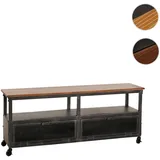 Mendler Lowboard HWC-N28, TV-Rack, Rollen 2 Fächer, 3D-Struktur Industrial Retro Metall Holz 55x130x36cm ~ schwarz, braun