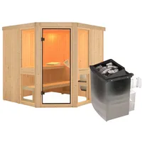 Karibu Amelia 2 - Sauna mit Eckeinstieg 68 mm
