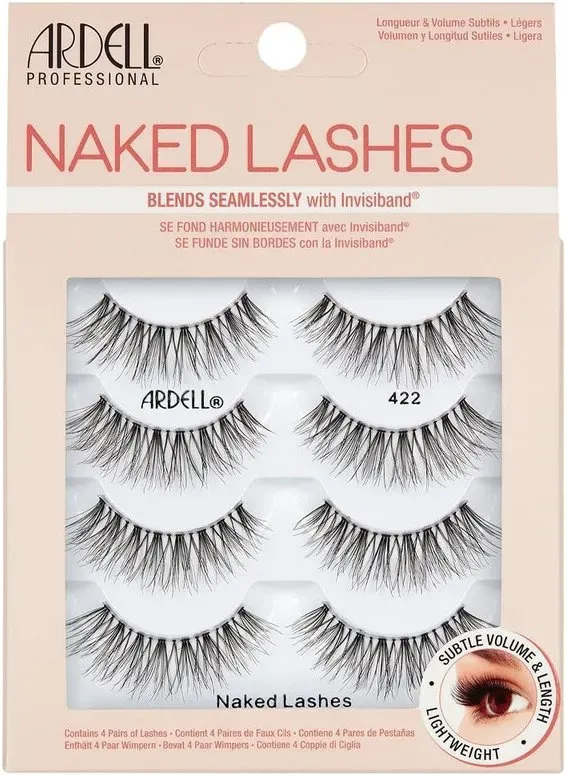 Ardell 422 Schwarze Natürliche Künstliche Wimpern mit Subtilem Volumen und Länge, Superweiche und Bequeme Invisiband, Vegan und Tierversuchsfrei