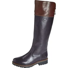 REMONTE Hochschaftstiefel - Nachtschwarz / Braun Glattleder Größe: 40 Normal - Schwarz
