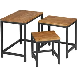 3er Set Beistelltische aus Sheesham-Massivholz und Metallbeinen, Handgefertigt, Langlebig. 45x30x45 cm | Kadima Design