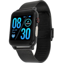 HEYRO Wearable Fitnessuhr FIT 21, mit Bluetooth, Blutdruckmessung, Pulsmesser, EKG, PPG, Kalorien- & Schrittzähler, Silikonband & Metallarmband in schwarz