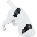 Relaxdays Gartenfigur buddelnder Hund, weiß/schwarz