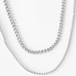 Statementkette FIRETTI "Schmuck Geschenk, 2-reihig", silber (edelstahlfarben), Halsketten, Damen, Edelstahl, L: 60cm