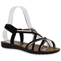 Damen Riemchensandalen in Schwarz Bronze Metallic