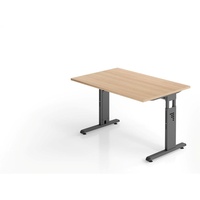 Hammerbacher Schreibtisch eiche rechteckig, C-Fuß-Gestell grau 120,0 x 80,0