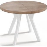 WFL GROUP Esstisch - Loft-Stil, Industriell, Platzsparend - Weiße Beine - 100 bis 150 cm - für 6-8 Personen - Hergestellt in EU - Eiche Sonoma - 150 cm