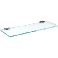 bijon Glasregal Glasablage Wandregal Glas Bad-Regal Glas Badezimmer Regal Badablage Ablageregal - 8mm Hartglas, 40 x 20 cm, Milchglas + Halterung F - Chrom Glanz Optik