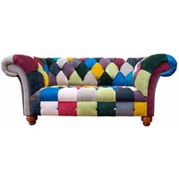 JVmoebel Chesterfield-Sofa, Sofa Chesterfield Klassisch Design Wohnzimmer Zweisitzer Textil bunt
