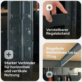 Arebos 2er Set Schwerlastregal 180 x 90 x 40 cm 875 kg Kellerregal Steckregal Schwarz