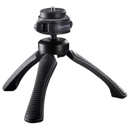 Mantona Gaia Tischstativ 1/4 Zoll Arbeitshöhe=13cm Schwarz Wasserwaage, inkl. Handschlaufe