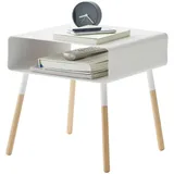 Yamazaki 4229 Plain Low Side Table, White, Steel/Wood, 35 x 35 x 35 cm