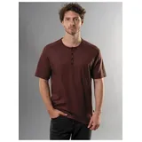 Trigema T-Shirt »TRIGEMA T-Shirt mit Knopfleiste DELUXE Baumwolle«, (1 tlg.), braun