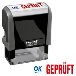 trodat Textstempel "Geprüft" printy 4912 office selbstfärbend blau, rot ohne Logo, 1 St.