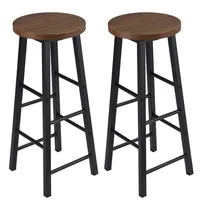 Woltu Barhocker 2er Set Bistrohocker, Gestell aus Stabilem Stahl, Sitzfläche aus Mdf, Dunkelbuche