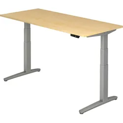 Hammerbacher Sitz-Steh-Schreibtisch elektrisch 180x80cm Ahorn/silber