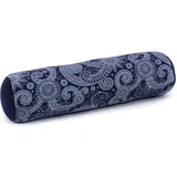 Leewadee Pilates Rolle Nackenstütze kleines Yoga Bolster Yogakissen ökologisches Naturprodukt, Kapok, 50 x 15 x 15 cm, Blau Weiß