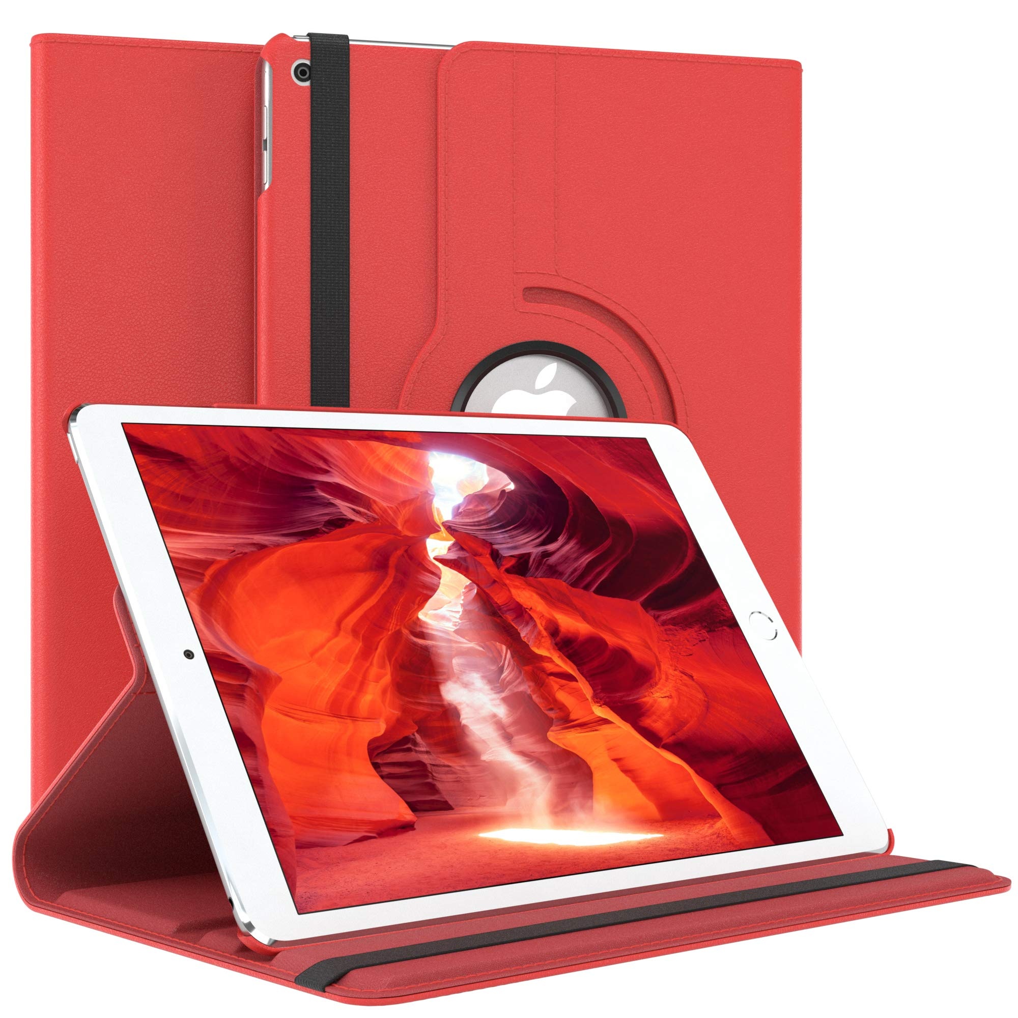 EAZY CASE - Tablet Hülle für iPad Air 2. Generation (2014) Schutzhülle 9.7 Zoll Smart Cover Tablet Case Rotationcase zum Aufstellen Klapphülle 360° drehbar mit Standfunktion Tasche Kunstleder Rot