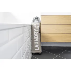 Wenko Wäschesammler Corno Taupe, stabiler schmaler Wäschekorb mit Rollen und Deckel, Wäschetruhe aus 100% Polyester, Fassungsvermögen 43 L, (B x 60 x 40 cm
