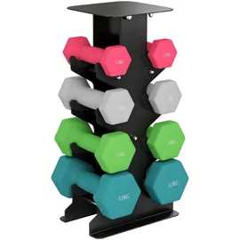 sportnow Hantel-Set Kurzhanteln 1-4 kg rutschfeste Griffe bunt/grau/grün/rosa
