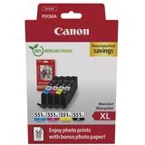 Canon Value Pack: Tintenpatronen-Set »CLI-551 XL BK/C/M/Y« inkl. 50 Blatt Fotopapier 1 schwarz