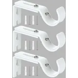 XINSUO® Gardinenstange Halterung Verstellbare,3 Stück Gardinenstangenhalter,Metall Wandhalterung Vorhangstange Halter,Wandmontage,Für Gardinenstangen mit bis zu 20mm-25mm Durchmesser geeignet (Weiß)