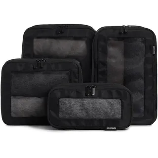 Aerotrunk Kompressions-Verpackungswürfel für Koffer – Doppelreißverschluss, Kompressions-Gepäck-Organizer – waschbare Reisepackwürfel (4 Stück, schwarz)