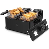 Aigostar - Große doppel-fritteuse mit 2 Körben und Deckeln, 6 l, 3600 w, Edelstahl, Sichtfenster, langlebig und leicht zu reinigen
