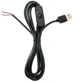 system-s USB 2.0 Kabel 100 cm Typ A Stecker zu 2 Pin Pigtail vorgezinnt Draht Schalter Adapter Schwarz