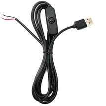 system-s USB 2.0 Kabel 100 cm Typ A Stecker zu 2 Pin Pigtail vorgezinnt Draht Schalter Adapter Schwarz