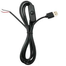 system-s USB 2.0 Kabel 100 cm Typ A Stecker zu 2 Pin Pigtail vorgezinnt Draht Schalter Adapter Schwarz