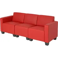 Mendler Modular 3-Sitzer Sofa Couch Lyon, Kunstleder ~ rot